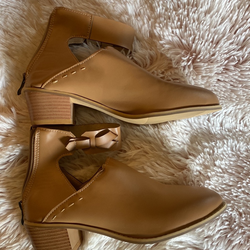Camel Colored Booties With Strap - image 3